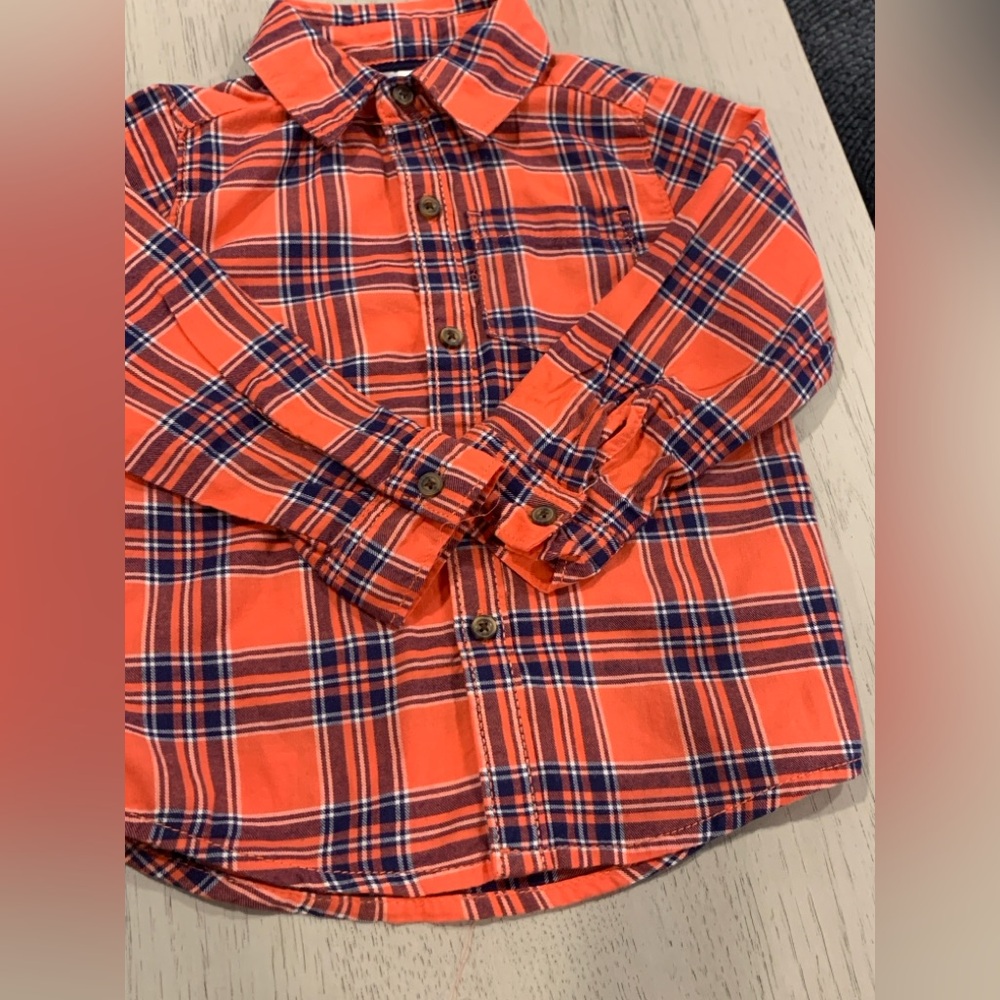 Carter's Vibrant Plaid Button Down Shirts - Red and Orange / Jean & Sweat-pant - Picture 3 of 14